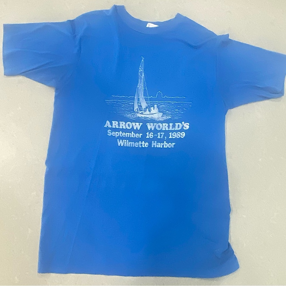 Vintage 1989 Blue Arrow World’s Wilmette Harbor Sirt Sailboat Men’s Large 42 44